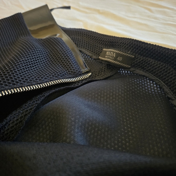 Prada | Black Textured Straight-Leg Pants with Patent Trim | Size 40 - Picture 6 of 8